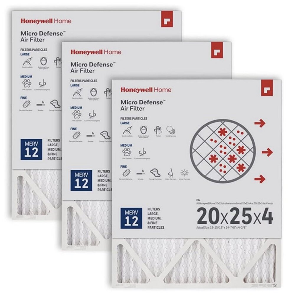 Honeywell Home MERV 12 FPR 10 Filter Small Medium Large Particle Odor Bacteria